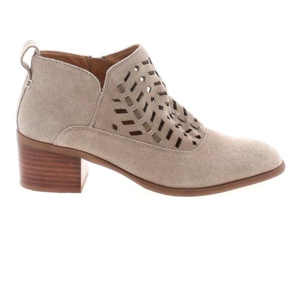 FRANCO SARTO RORY Tan Suede laser cut ankle boots Size 7 booties - Picture 1 of 15